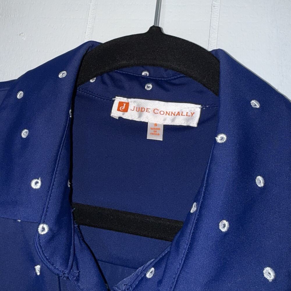 Jude Connally Women’s Hadley Tunic Top Embroidered Dots Scalloped Hem Navy 8 - Picture 5 of 6